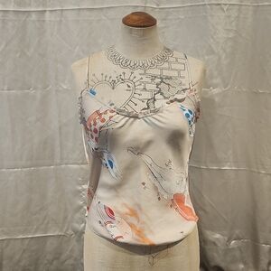 Aritzia/ Wilfred Ruffle Camisole Satin Lady Print